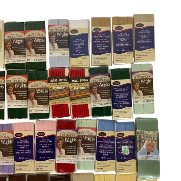 Lot Of 47 Wrights Bias Tapes Quilt Bindings Trims Assorted Colors Sizes New - Picture 4 of 9